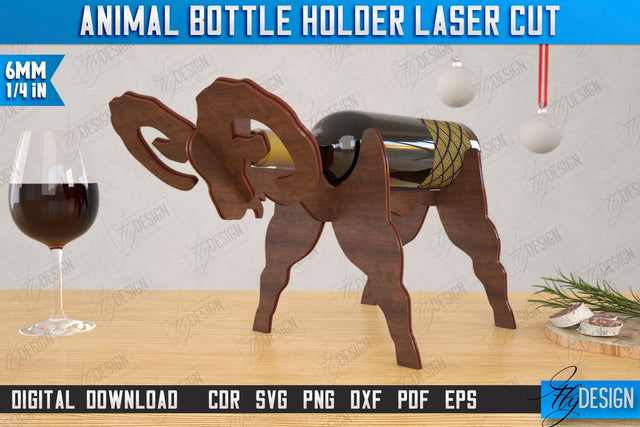 Animal Bottle Holder Laser Cut | Wine Bottle Rack | Tabletop Wine Rack | Sheep | CNC File SVG Fly Design 