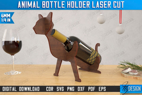Animal Bottle Holders Laser Cut Bundle | Wine Bottle Rack | Tabletop Wine Rack | CNC Files SVG Fly Design 
