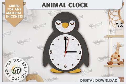 Animal Clocks Laser Cut Bundle. Wooden Wall Clocks SVG SVG Evgenyia Guschina 