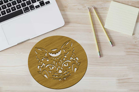 Animal Cup Coasters Set, Onelayered Template SVG LaserCutano 