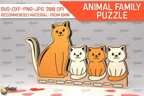 Animal Family Puzzles Laser Cut Bundle. Animals Puzzles SVG SVG Evgenyia Guschina 