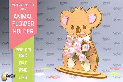 Animal Flower Holder Laser Cut. Greeting Card SVG SVG Evgenyia Guschina 