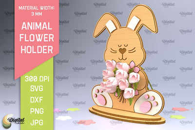 Animal Flower Holder Laser Cut. Greeting Card SVG SVG Evgenyia Guschina 