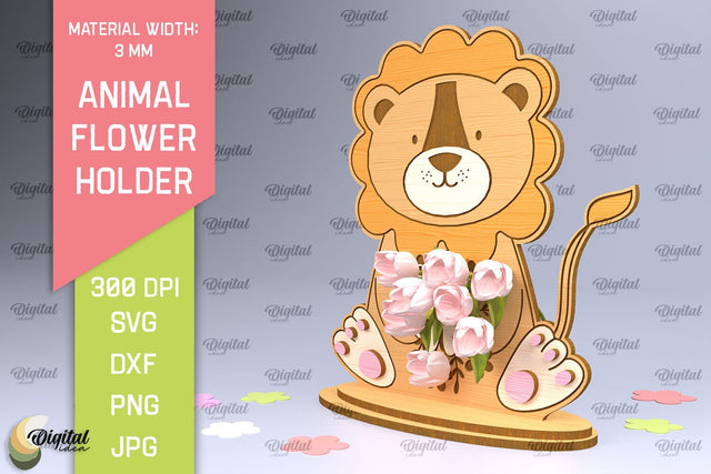 Animal Flower Holder Laser Cut. Greeting Card SVG SVG Evgenyia Guschina 