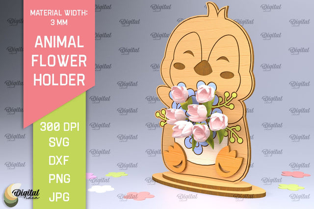 Animal Flower Holder Laser Cut. Greeting Card SVG SVG Evgenyia Guschina 