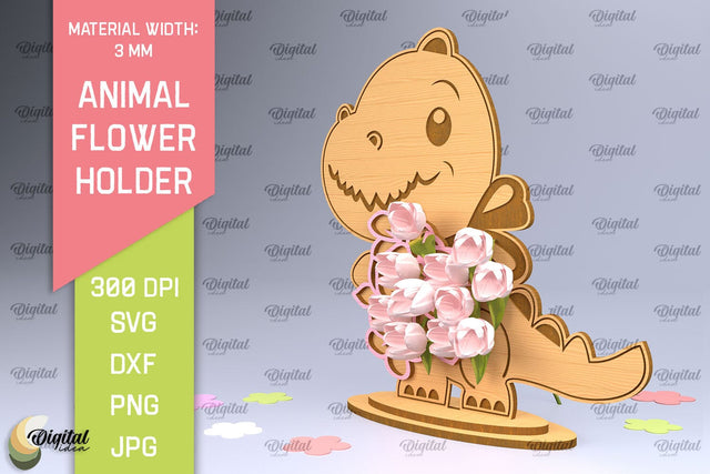 Animal Flower Holder Laser Cut. Greeting Card SVG SVG Evgenyia Guschina 