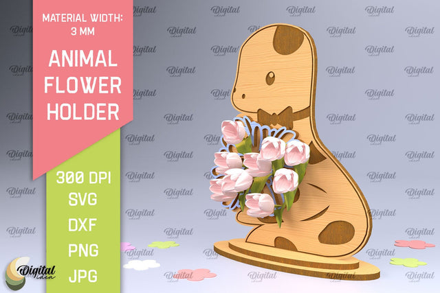 Animal Flower Holder Laser Cut. Greeting Card SVG SVG Evgenyia Guschina 