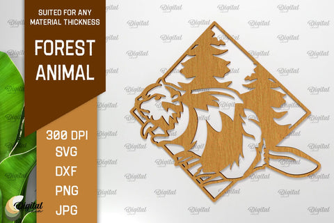 Animal Forest Wall Art Laser Cut. Wooden Animal Sign SVG SVG Evgenyia Guschina 