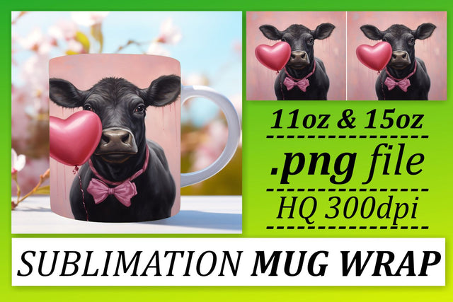 Animal Love Mug Wrap - Valentines Day Sublimation 11oz 15oz - Heart Balloon Sublimation afrosvg 