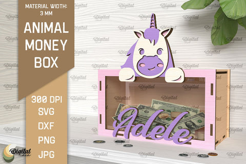 Animal Money Box SVG Bundle. Wooden Money Bank Laser Cut SVG Evgenyia Guschina 