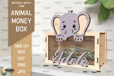 Animal Money Box SVG Bundle. Wooden Money Bank Laser Cut SVG Evgenyia Guschina 