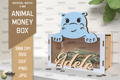 Animal Money Box SVG Bundle. Wooden Money Bank Laser Cut SVG Evgenyia Guschina 