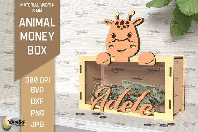 Animal Money Box SVG.Wooden Money Bank Laser Cut SVG Evgenyia Guschina 