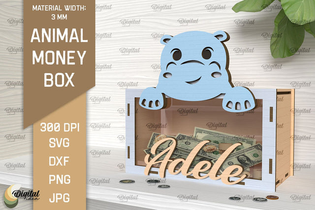 Animal Money Box SVG.Wooden Money Bank Laser Cut SVG Evgenyia Guschina 