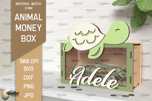 Animal Money Box SVG.Wooden Money Bank Laser Cut SVG Evgenyia Guschina 