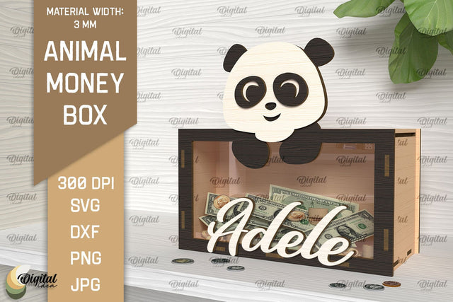 Animal Money Box SVG.Wooden Money Bank Laser Cut SVG Evgenyia Guschina 