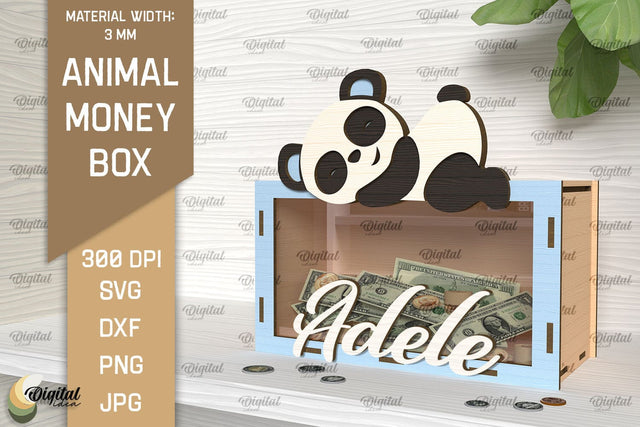 Animal Money Box SVG.Wooden Money Bank Laser Cut SVG Evgenyia Guschina 