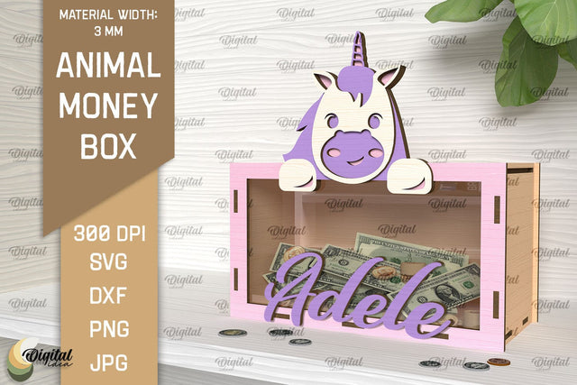 Animal Money Box SVG.Wooden Money Bank Laser Cut SVG Evgenyia Guschina 