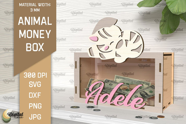 Animal Money Box SVG.Wooden Money Bank Laser Cut SVG Evgenyia Guschina 