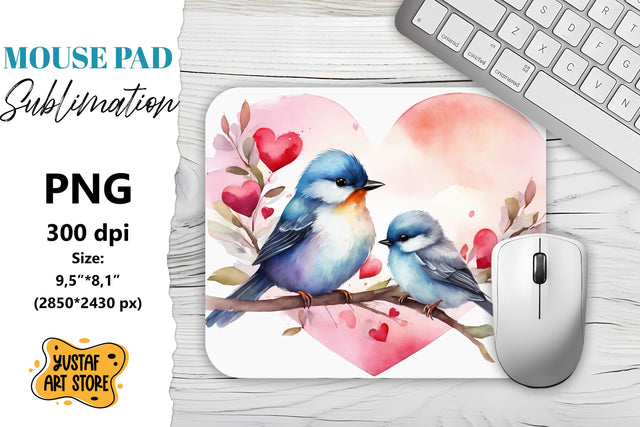 Animal mouse pad. Cute Birds couple sublimation Sublimation Yustaf Art Store 