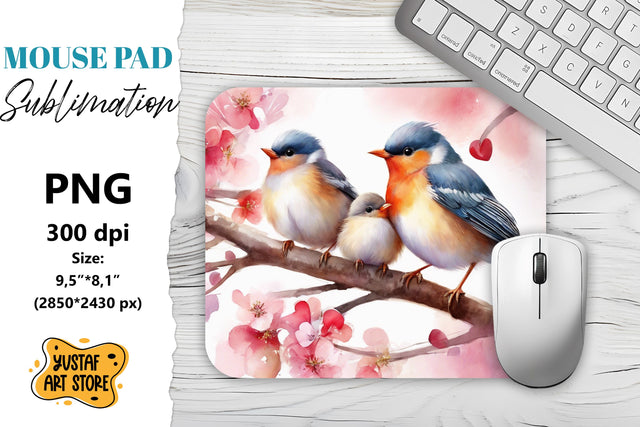 Animal mouse pad. Cute Birds Family sublimation Sublimation Yustaf Art Store 