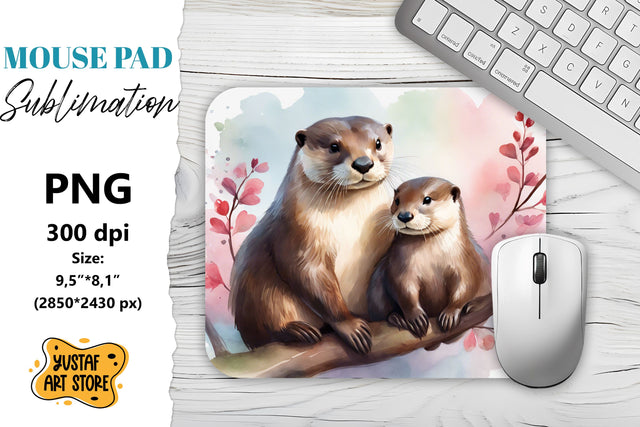 Animal mouse pad. Cute Otter sublimation Sublimation Yustaf Art Store 