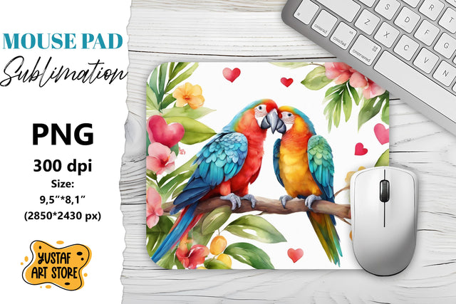 Animal mouse pad. Cute Parrot couple sublimation Sublimation Yustaf Art Store 