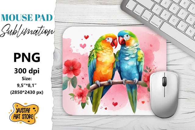 Animal mouse pad. Cute Parrot couple sublimation Sublimation Yustaf Art Store 