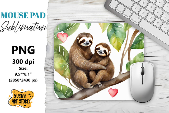 Animal mouse pad. Cute Sloth sublimation Sublimation Yustaf Art Store 