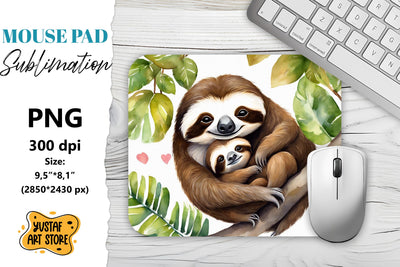 Animal mouse pad. Cute Sloth sublimation Sublimation Yustaf Art Store 