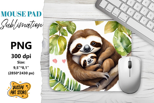 Animal mouse pad. Cute Sloth sublimation Sublimation Yustaf Art Store 