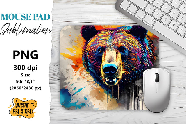 Animal Mouse Pad sublimation. Bear sublimation design Sublimation Yustaf Art Store 