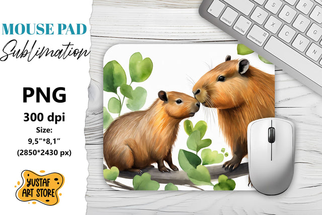 Animal Mouse Pad sublimation. Capybaras couple Sublimation Yustaf Art Store 