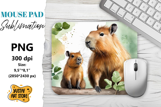 Animal Mouse Pad sublimation. Cute Capybaras couple Sublimation Yustaf Art Store 