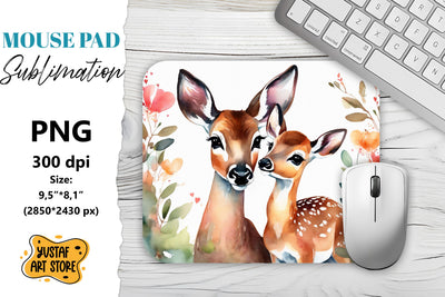Animal Mouse Pad sublimation. Cute Deer Sublimation Yustaf Art Store 