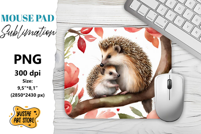 Animal Mouse Pad sublimation. Cute Hedgehog Sublimation Yustaf Art Store 