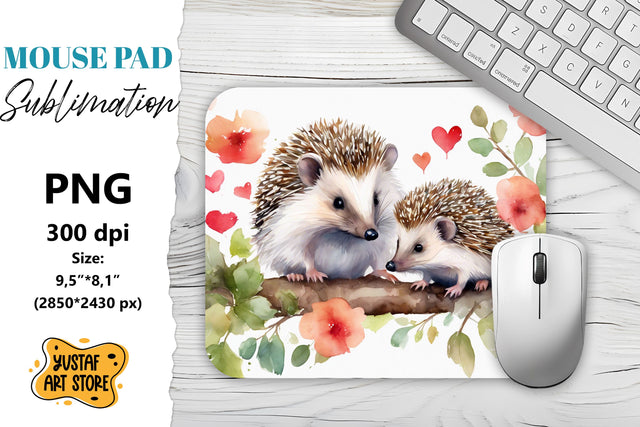 Animal Mouse Pad sublimation. Cute Hedgehog Sublimation Yustaf Art Store 
