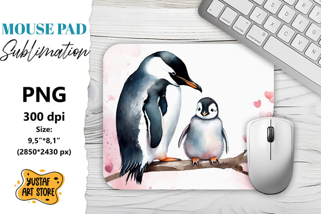 Animal Mouse Pad sublimation. Cute Penguin Sublimation Yustaf Art Store 