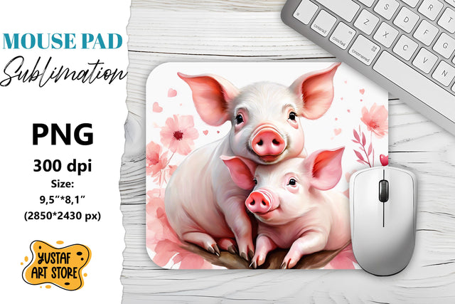 Animal Mouse Pad sublimation. Cute Pig sublimation Sublimation Yustaf Art Store 