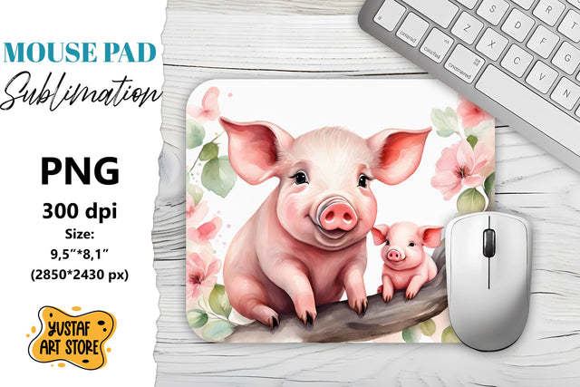 Animal Mouse Pad sublimation. Cute Pig sublimation Sublimation Yustaf Art Store 