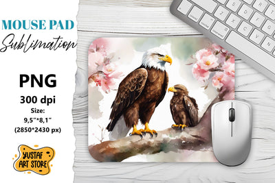 Animal Mouse Pad sublimation. Eagle mom and baby Sublimation Yustaf Art Store 
