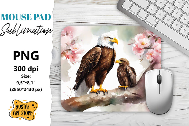 Animal Mouse Pad sublimation. Eagle mom and baby Sublimation Yustaf Art Store 
