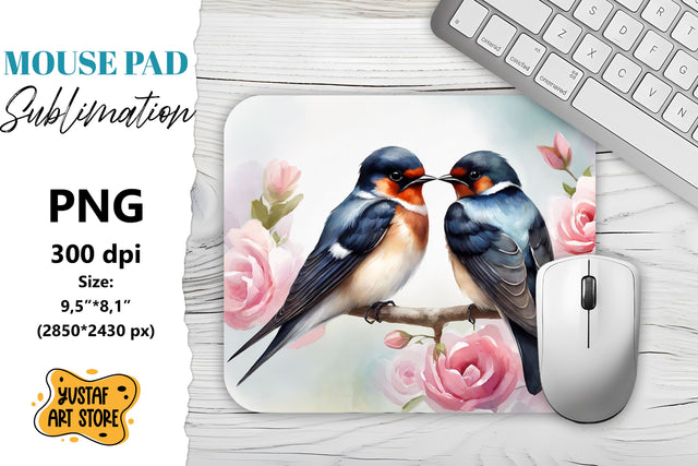 Animal Mouse Pad sublimation. Mom and Baby birds Sublimation Yustaf Art Store 