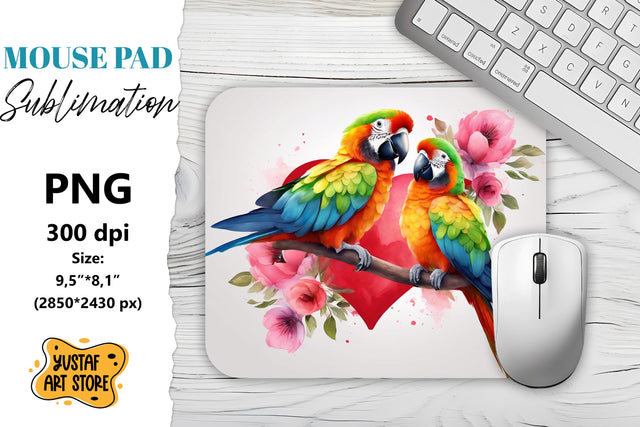 Animal Mouse Pad sublimation. Parrots couple Sublimation Yustaf Art Store 