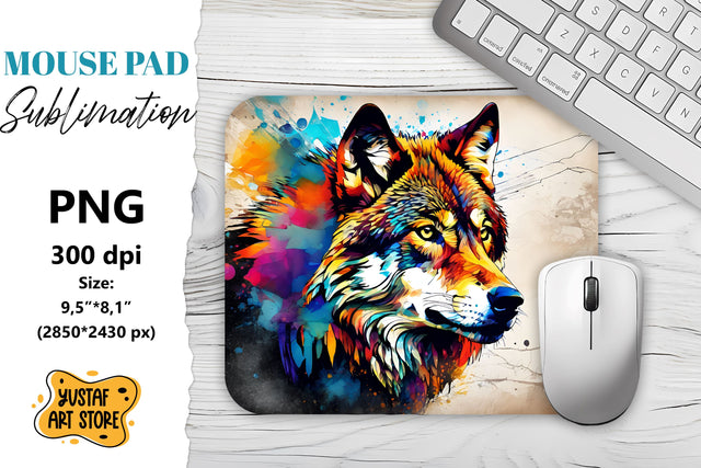 Animal Mouse Pad sublimation. Wolf sublimation design Sublimation Yustaf Art Store 
