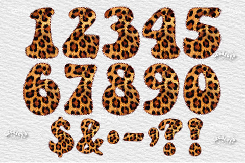 Animal Print Alphabet PNG Bundle Leopard and Cow Letters Numbers Symbols Sublimation Createya Design 