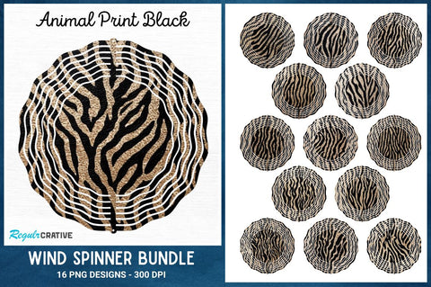Animal Print Black Wind Spinner Bundle Sublimation Regulrcrative 