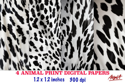 Animal print digital papers, black and white digital paper Digital Pattern Angelina Semenova 