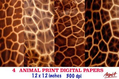 Animal print digital papers, giraffe print digital paper Digital Pattern Angelina Semenova 