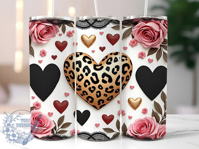 Animal Print Hearts Valentine's Tumbler, Valentine's Day Wrap, 20oz Sublimation Tumbler, Cute Valentine Gift, Love and Animal Print, Heart Pattern Tumbler, Unique Valentine's Day Drinkware Sublimation ToriDesigns 